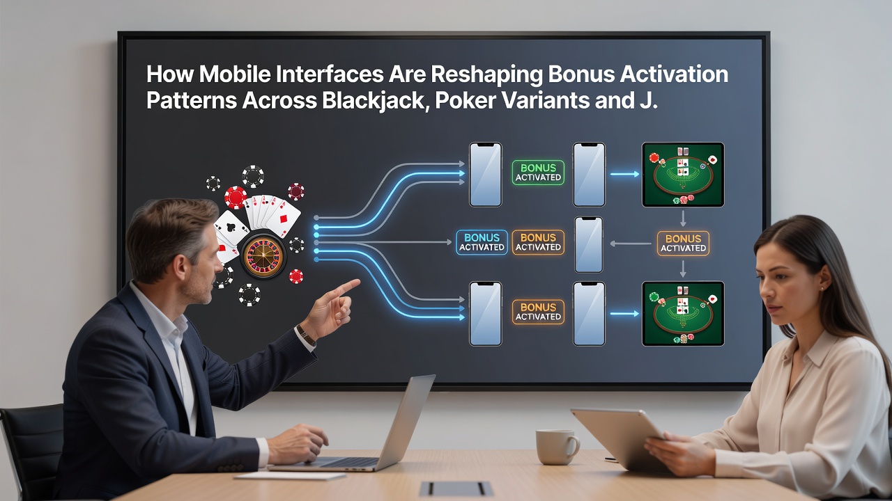 Poker variant lobby on a mobile device highlighting bonus ticket activation
